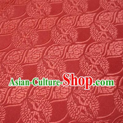 Top Quality Japanese Classical Double Cranes Pattern Red Satin Material Asian Traditional Brocade Kimono Belt Nishijin Cloth Fabric