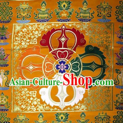 Chinese Buddhism Classical Vajra Pattern Design Golden Brocade Fabric Asian Traditional Tapestry Satin Material DIY Tibetan Cloth Damask