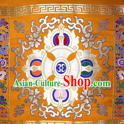 Chinese Buddhism Classical Pattern Design Golden Brocade Fabric Asian Traditional Tapestry Satin Material DIY Tibetan Cloth Damask