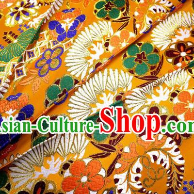 Top Quality Japanese Kimono Classical Banana Pattern Golden Tapestry Satin Material Asian Traditional Cloth Brocade Nishijin Fabric