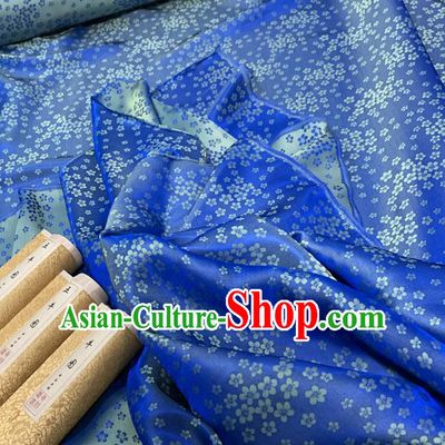 Chinese Classical Plum Pattern Deep Blue Watered Gauze Asian Top Quality Silk Material Hanfu Dress Fabric Cloth Cheongsam Brocade