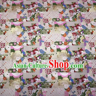 Japanese Kimono Belt Classical Pattern Argent Tapestry Satin Material Asian Traditional Brocade Cloth Top Quality Nishijin Fabric