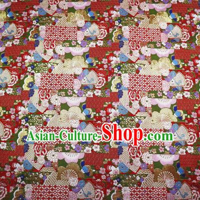 Japanese Kimono Belt Classical Pattern Red Tapestry Satin Material Asian Traditional Brocade Cloth Top Quality Nishijin Fabric