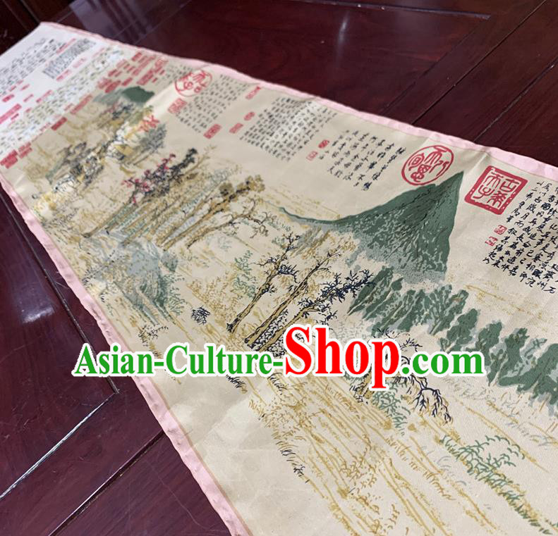 Chinese Classical Autumn Scenery Brocade Fabric Asian Traditional Silk Tapestry Material Painting Chinese Classical Autumn Scenery Brocade Fabric Asian Traditional Silk Tapestry Material Painting