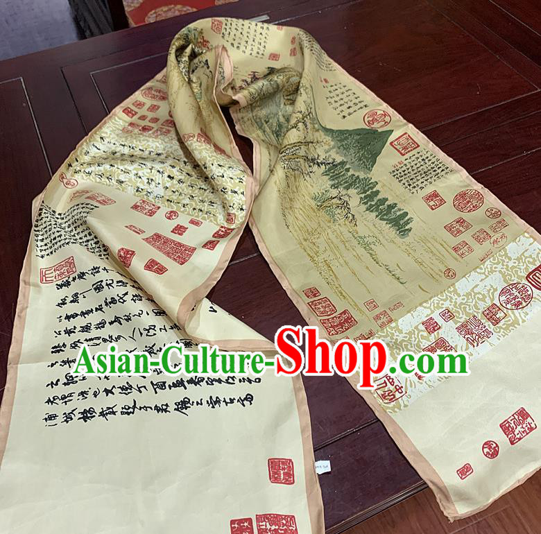 Chinese Classical Autumn Scenery Brocade Fabric Asian Traditional Silk Tapestry Material Painting Chinese Classical Autumn Scenery Brocade Fabric Asian Traditional Silk Tapestry Material Painting