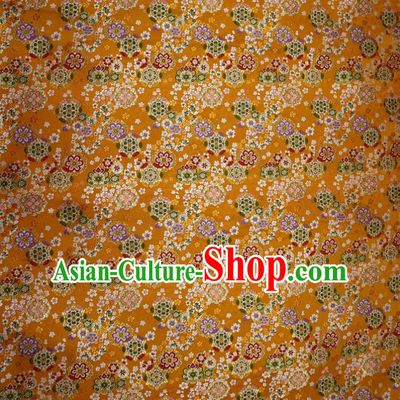 Japanese Traditional Cherry Blossom Pattern Golden Brocade Asian Top Quality Nishijin Material Cloth Kimono Belt Tapestry Satin Fabric