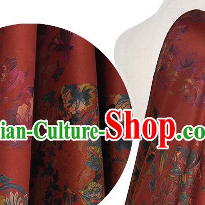 Chinese Classical Peony Pattern Red Watered Gauze Asian Top Quality Silk Material Hanfu Dress Brocade Cheongsam Cloth Fabric