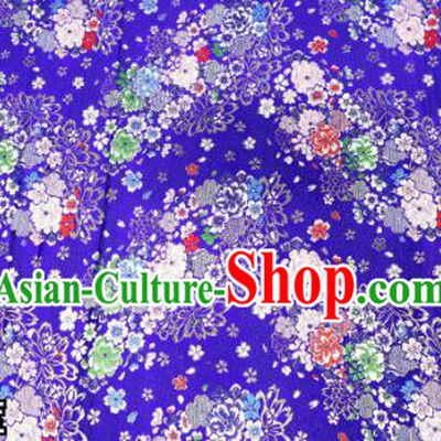 Top Quality Japanese Kimono Classical Sakura Pattern Royalblue Tapestry Satin Material Asian Traditional Cloth Brocade Nishijin Fabric
