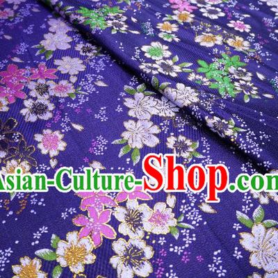 Royalblue Top Quality Japanese Kimono Classical Sakura Pattern Tapestry Satin Material Asian Traditional Cloth Brocade Nishijin Fabric
