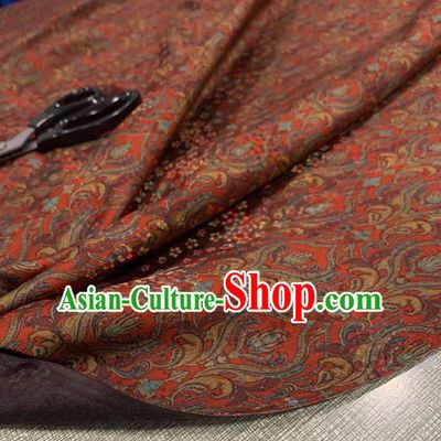 Chinese Classical Pattern Rust Red Watered Gauze Asian Top Quality Silk Material Cloth Hanfu Dress Fabric
