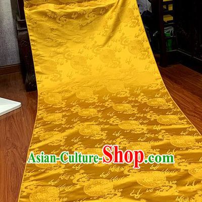 Chinese Imperial Robe Classical Fire Dragon Pattern Design Golden Brocade Fabric Asian Traditional Tapestry Silk Material DIY Court Cloth Damask