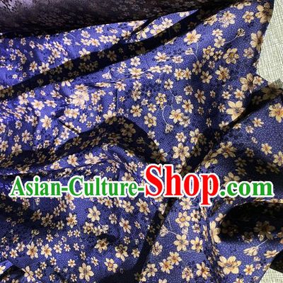 Chinese Classical Blossom Pattern Blue Watered Gauze Asian Top Quality Silk Material Hanfu Dress Cloth Cheongsam Brocade Fabric