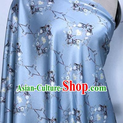 Chinese Classical Bouquet Pattern Blue Watered Gauze Asian Top Quality Silk Material Hanfu Dress Brocade Cheongsam Cloth Fabric