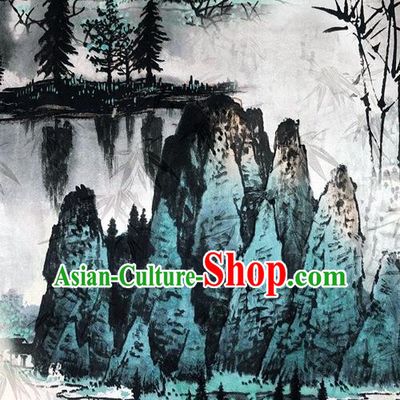 Chinese Classical Ink Painting Pattern Watered Gauze Asian Top Quality Silk Material Hanfu Dress Brocade Cheongsam Cloth Fabric