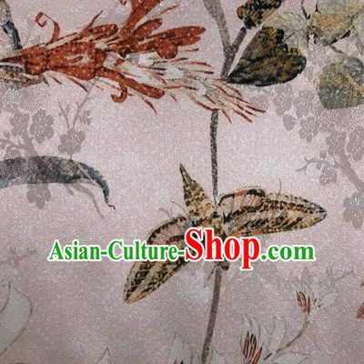 Chinese Classical Butterfly Flowers Pattern Pink Watered Gauze Hanfu Dress Brocade Cheongsam Cloth Fabric Asian Top Quality Silk Material