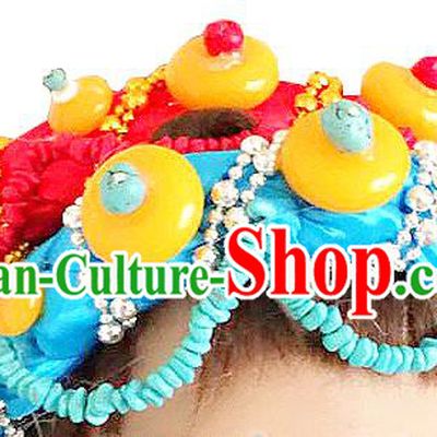Chinese Traditional Tibetan Nationality Hair Accessories Decoration Handmade Zang Ethnic Stage Show Headdress for Women