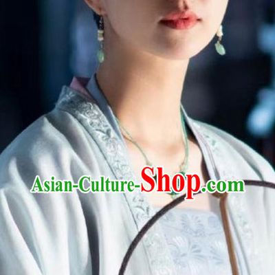 Chinese Handmade Jade Necklace Traditional Hanfu Jewelry Accessories Song Dynasty Queen Beads Necklet for Women