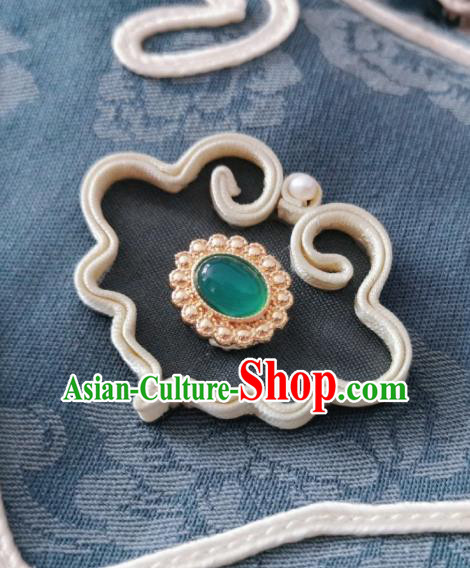 Chinese Classical Chrysoprase Brooch Traditional Hanfu Cheongsam Accessories Handmade Breastpin for Women Chinese Classical Chrysoprase Brooch Traditional Hanfu Cheongsam Accessories Handmade Breastpin for Women