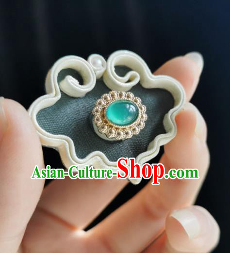 Chinese Classical Chrysoprase Brooch Traditional Hanfu Cheongsam Accessories Handmade Breastpin for Women Chinese Classical Chrysoprase Brooch Traditional Hanfu Cheongsam Accessories Handmade Breastpin for Women