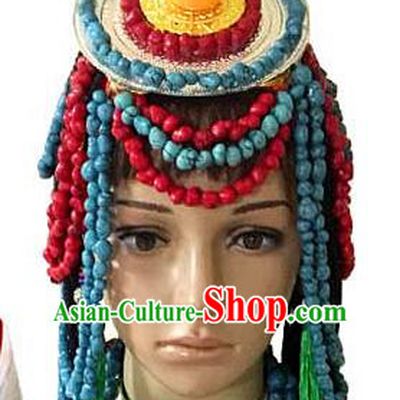 Chinese Traditional Folk Dance Hair Accessories Decoration Handmade Zang Ethnic Headdress Stage Show Hair Clasp for Women
