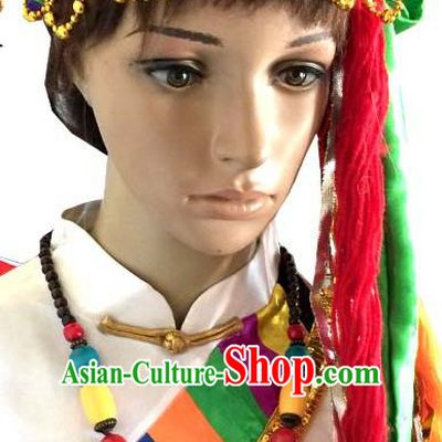Chinese Traditional Zang Ethnic Female Folk Dance Hair Clasp Hair Accessories Decoration Handmade Tibetan Nationality Headdress Stage Show Headwear for Women