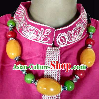 Chinese Handmade Zang Nationality Folk Dance Necklet Decoration Traditional Tibetan Ethnic Retro Necklace Jewelry Accessories for Women