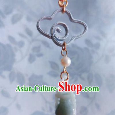 Chinese Classical Grey Silk Cloud Brooch Traditional Hanfu Cheongsam Accessories Handmade Jade Vase Breastpin Pendant for Women