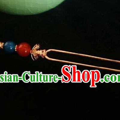 Handmade Chinese Agate Hairpins Traditional Hanfu Hair Accessories Ancient Qing Dynasty Court Hair Clip for Women