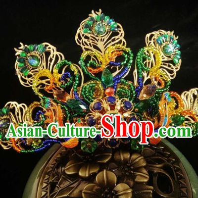 Handmade Chinese Jade Hairpins Traditional Hanfu Hair Accessories Ancient Qing Dynasty Court Gems Hair Crown for Women