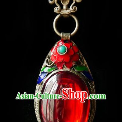 Chinese Classical Blueing Red Brooch Traditional Hanfu Cheongsam Accessories Handmade Breastpin Pendant for Women