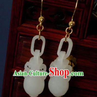 Chinese Handmade Jade Vase Earrings Traditional Hanfu Ear Jewelry Accessories Classical Eardrop for Women
