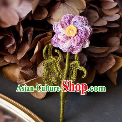 Top Grade Classical Wool Knitting Brooch Accessories Handmade Cheongsam Lace Flower Breastpin for Women