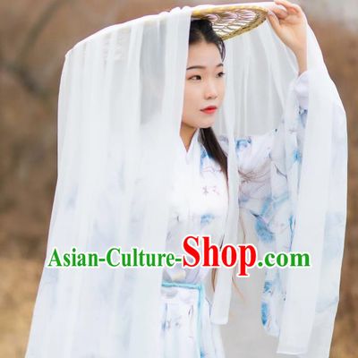 Chinese Traditional Ancient Female Swordsman Headwear Handmade Hanfu White Chiffon Bamboo Hat for Chivalrous Women