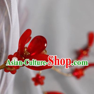Chinese Traditional Ancient Princess Red Spider Lily Tassel Hair Clip Hanfu Hair Accessories Headwear Hairpin for Women