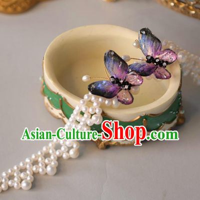 Baroque Handmade Purple Butterfly Necklace Jewelry Accessories European Novel Design Necklet for Women