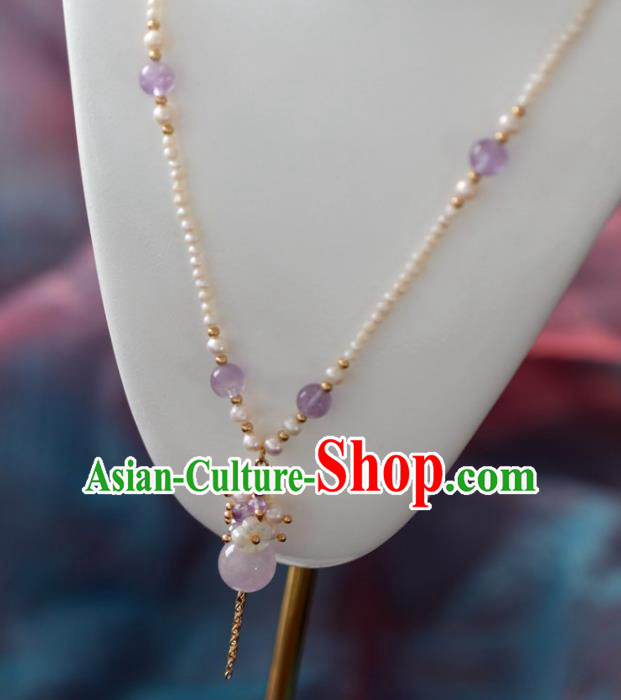 Baroque Handmade Amethyst Jewelry Accessories European Novel Design Pearls Necklace for Women Baroque Handmade Amethyst Jewelry Accessories European Novel Design Pearls Necklace for Women