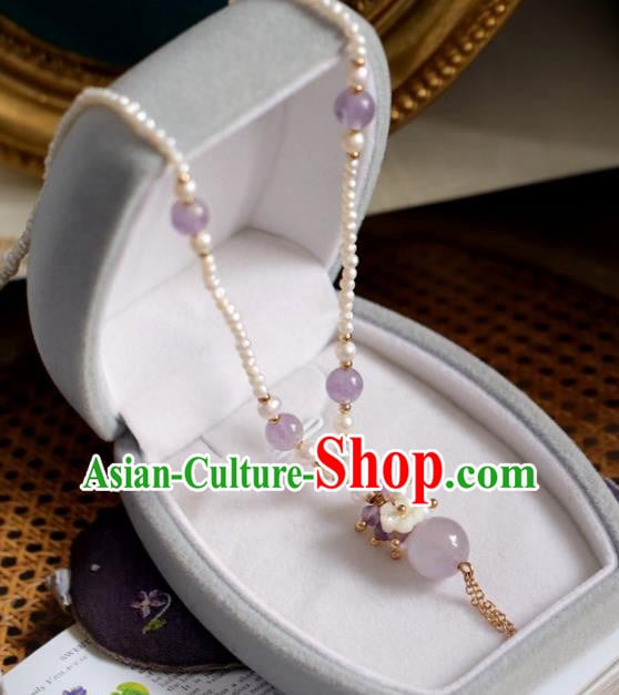 Baroque Handmade Amethyst Jewelry Accessories European Novel Design Pearls Necklace for Women Baroque Handmade Amethyst Jewelry Accessories European Novel Design Pearls Necklace for Women
