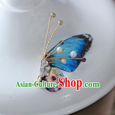 Top Grade Classical Blue Butterfly Brooch Accessories Handmade Sweater Breastpin Ornaments for Women