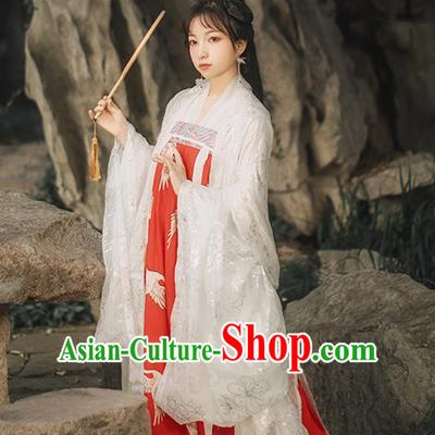 Chinese Tang Dynasty Noble Female Red Cape Blouse and Dress Traditional Historical Costumes Ancient Goddess Hanfu Garment Full Set