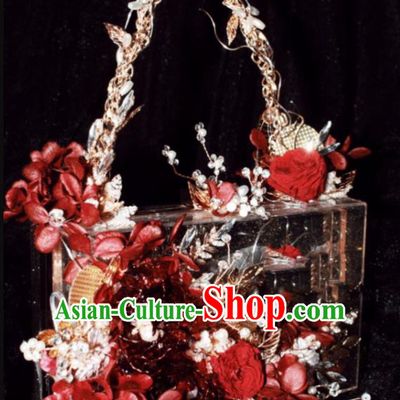 Baroque Princess Flowers Bag Handmade Wedding Accessories Photography Prop Bride Acrylic Handbag for Women
