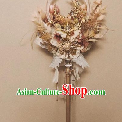 Baroque Princess Bridal Bouquet Handmade Wedding Accessories Photography Prop Champagne Flowers Scepter for Women