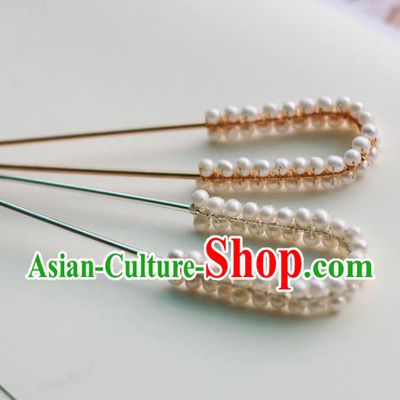 Handmade Chinese Classical Song Dynasty Hair Accessories Ancient Princess Pearls Hairpins Hanfu Headwear for Women
