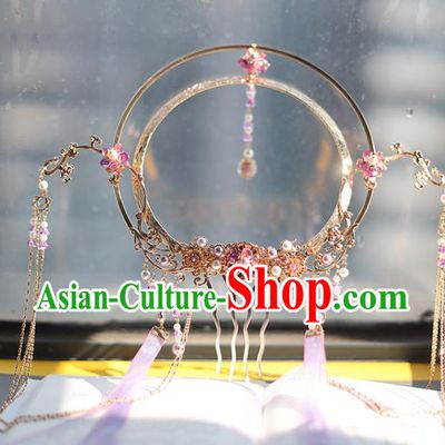 Handmade Chinese Classical Tang Dynasty Tassel Hair Crown Hair Accessories Traditional Hanfu Headwear Ancient Queen Hairpins for Women