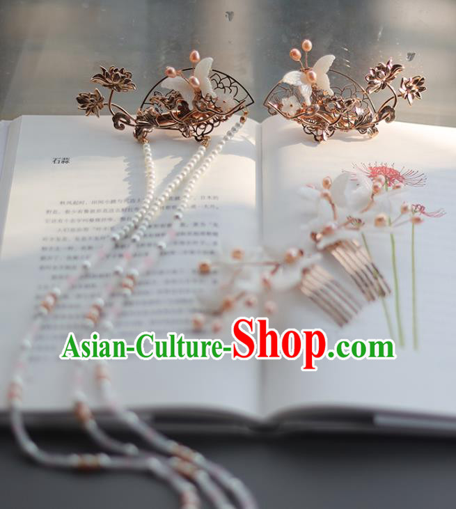 Chinese Classical Hair Combs Traditional Hanfu Hair Accessories Handmade Tassel Hairpins Complete Set Chinese Classical Hair Combs Traditional Hanfu Hair Accessories Handmade Tassel Hairpins Complete Set