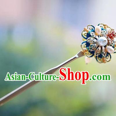 Handmade Chinese Court Pearls Hair Clip Traditional Classical Hair Accessories Ancient Qing Dynasty Imperial Consort Hairpins for Women