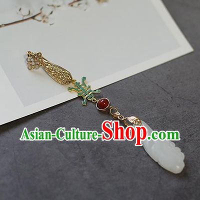 Top Grade Chinese Classical Qing Dynasty Brooch Accessories Handmade Ancient Hanfu Jade Waist Pendant for Women
