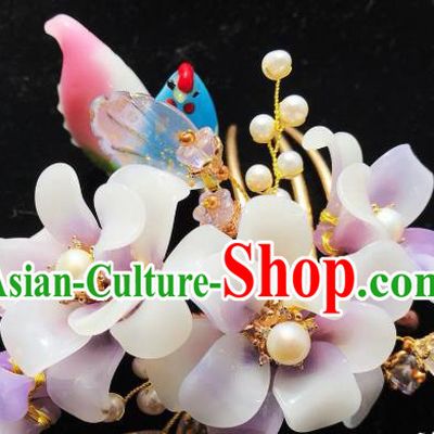 Handmade Chinese Court Lilac Flowers Hair Comb Traditional Classical Hair Accessories Ancient Qing Dynasty Hairpins for Women