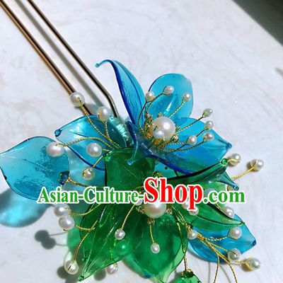 Handmade Chinese Court Princess Flowers Hairpins Traditional Classical Hair Accessories Ancient Qing Dynasty Hair Clip for Women