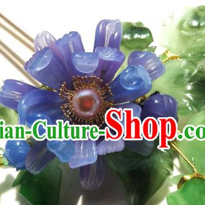 Handmade Chinese Court Flowers Hairpins Traditional Classical Hair Accessories Ancient Qing Dynasty Purple Chrysanthemum Hair Clip for Women