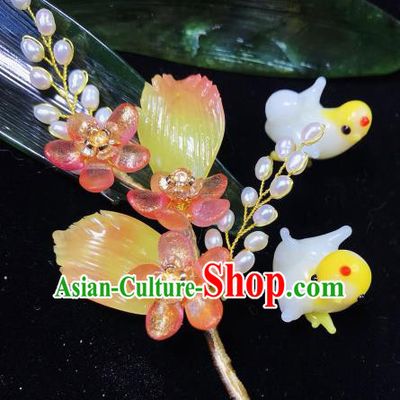 Handmade Chinese Classical Court Hairpins Traditional Hair Accessories Ancient Qing Dynasty Pink Plum Hair Clip for Women